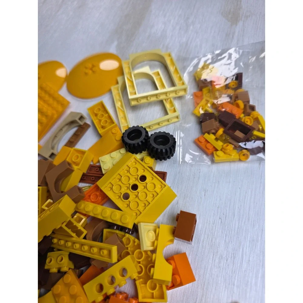 LEGO Bulk Lot Yellow Orange Brown Bricks Specialty Pieces Wheels Honey Pot Tile